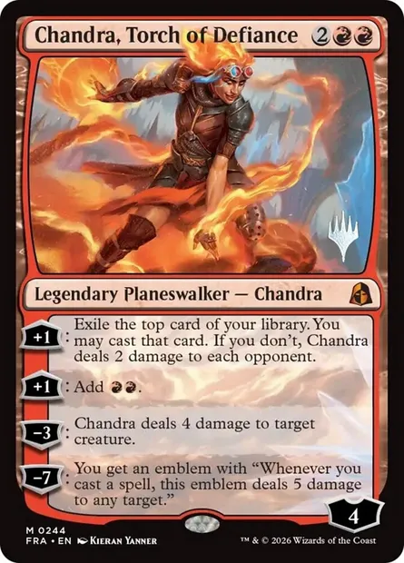 Chandra, torche de la défiance, carte Magic PFRA 244p — extension Reality Fracture Promos