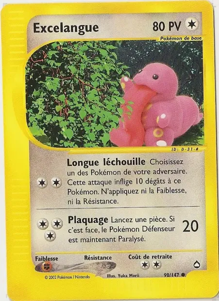 Excelangue, carte Pokémon AQ 90 — extension Aquapolis