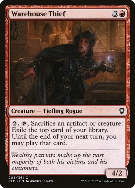 Warehouse Thief, Magic card CLB 205 — Commander Legends: Battle for Baldur's Gate set