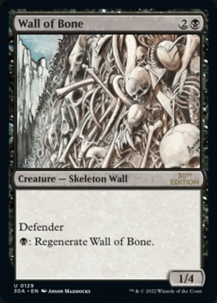 Mur d'ossements, carte Magic 30A 129 — extension 30th Anniversary Edition