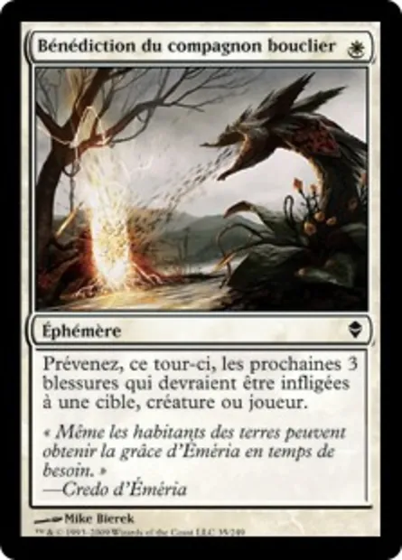 Bénédiction du compagnon bouclier, carte Magic ZEN 35 — extension Zendikar