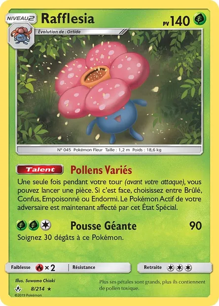 Rafflesia, carte Pokémon UNB 8 — extension Alliance Infaillible