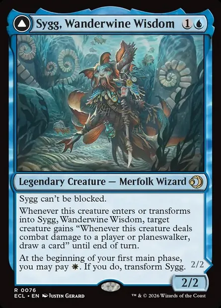 Sygg, Wanderwine Wisdom // Sygg, Wanderbrine Shield, Magic card ECL 76 — Lorwyn Eclipsed set
