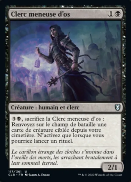 Clerc meneuse d'os, carte Magic CLB 117 — extension Commander Légendes : la bataille de la Porte de Baldur