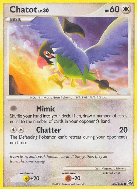 Chatot, Pokémon card MD 55 — Majestic Dawn set