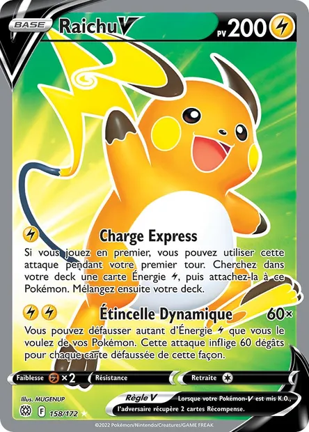 Raichu V, carte Pokémon BRS 158 — extension Stars Étincelantes