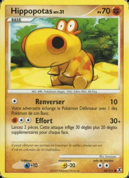Hippopotas Niv. 31, carte Pokémon RR 64 — extension Rivaux Émergeants