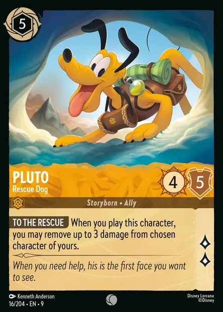 Pluto - Rescue Dog, Disney Lorcana card CH9-016 — Fabled set