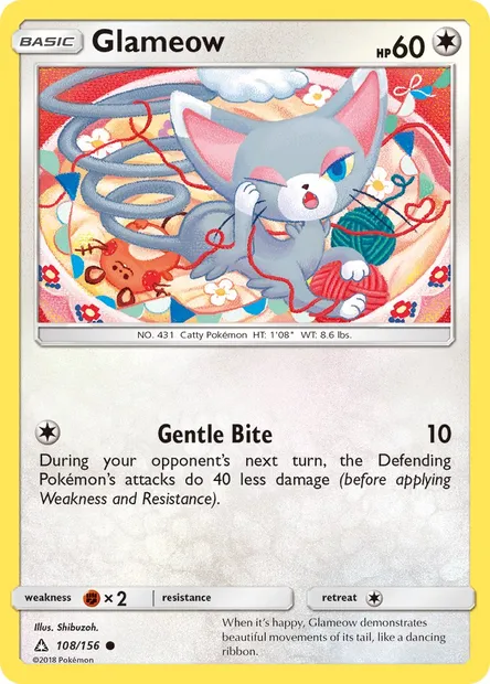 Glameow, Pokémon card UPR 108 — Ultra Prism set