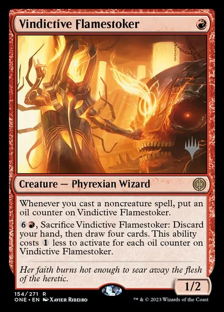 Chauffe-flamme vindicative, carte Magic PONE 154p — extension Phyrexia: All Will Be One Promos