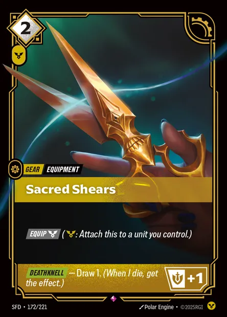 Sacred Shears, Riftbound card SFD 172 — Spiritforged set