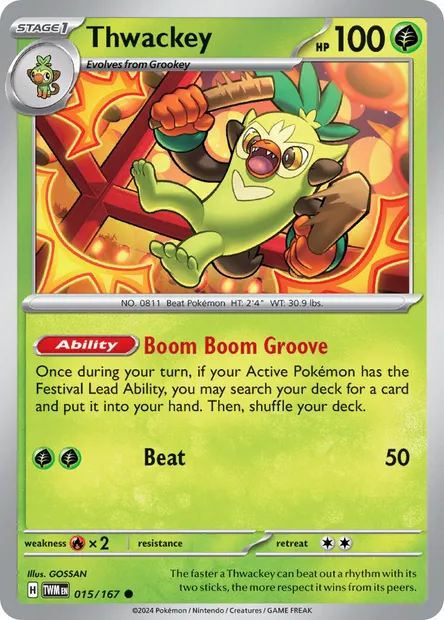 Thwackey, Pokémon card TWM 015 — Twilight Masquerade set