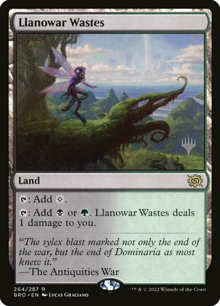 Llanowar Wastes, Magic card PBRO 264p — The Brothers' War Promos set
