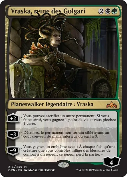 Vraska, reine des Golgari, carte Magic GRN 213 — extension Les Guildes de Ravnica