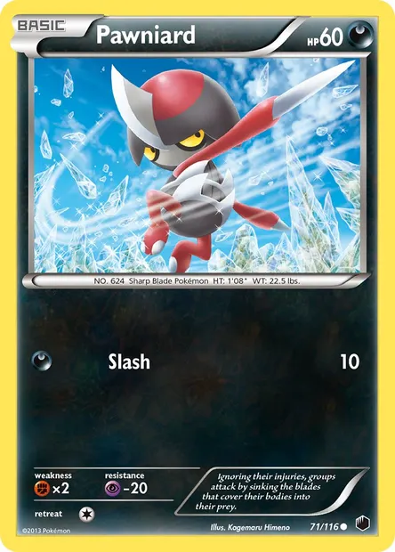 Pawniard, Pokémon card PLF 71 — Plasma Freeze set