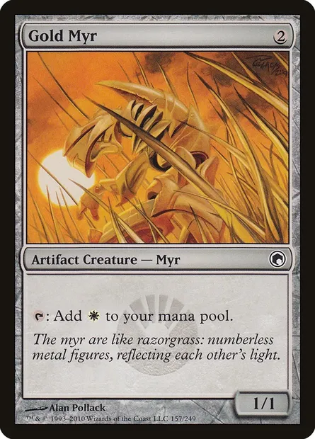 Gold Myr, Magic card SOM 157 — Scars of Mirrodin set
