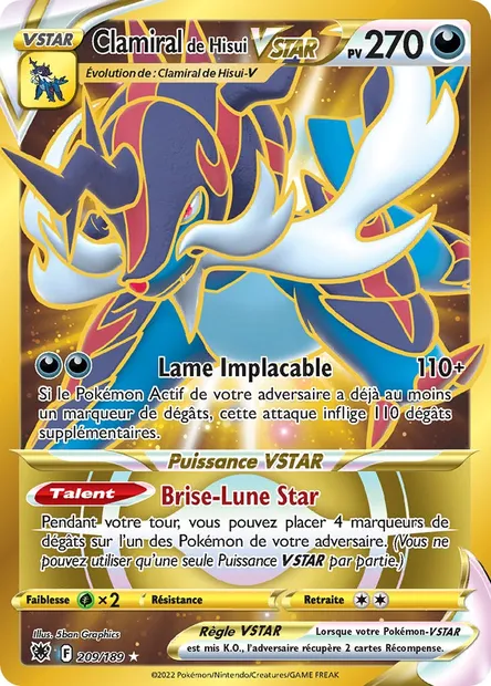 Clamiral de Hisui VSTAR, carte Pokémon ASR 209 — extension Astres Radieux