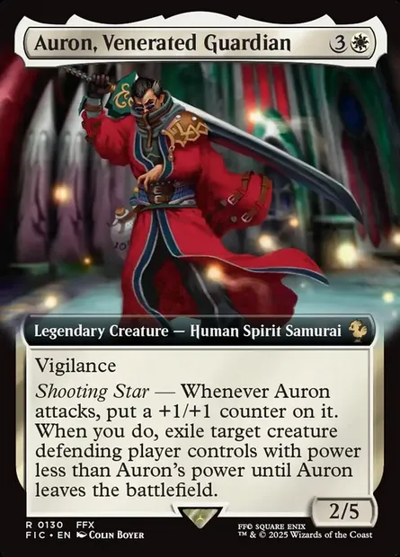 Auron, Venerated Guardian, Magic card FIC 130 — Final Fantasy Commander set
