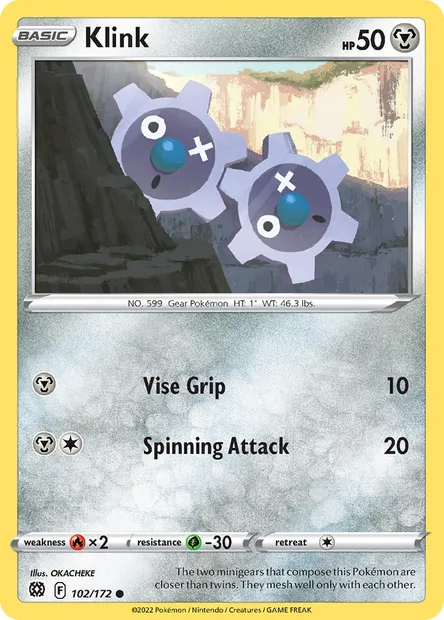 Klink, Pokémon card BRS 102 — Brilliant Stars set