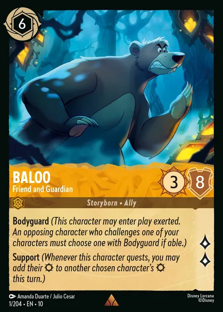 Baloo - Friend and Guardian, Disney Lorcana card CH10-001 — Whispers in the Well set