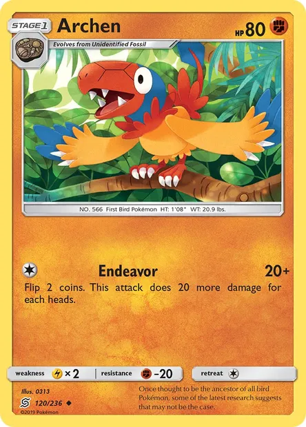 Archen, Pokémon card UNM 120 — Unified Minds set