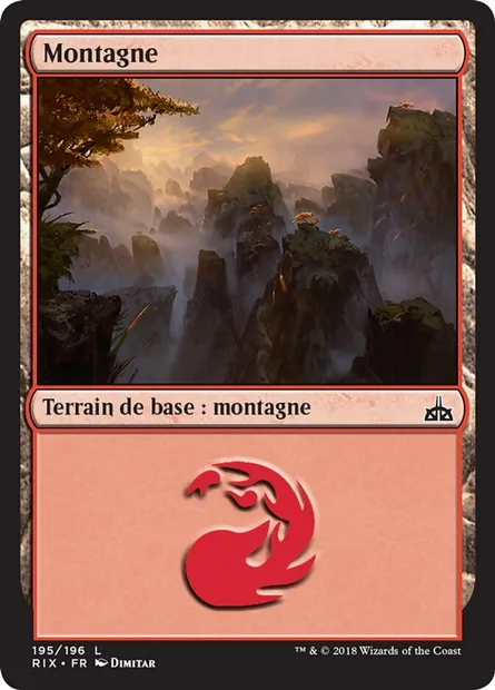 Montagne, carte Magic RIX 195 — extension Les combattants d'Ixalan