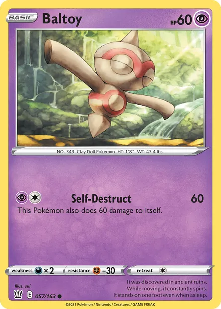 Baltoy, Pokémon card BST 57 — Battle Styles set