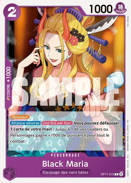 Black Maria, carte One Piece OP17-072 — extension LES GUERRIERS LES PLUS PUISSANTS AU MONDE