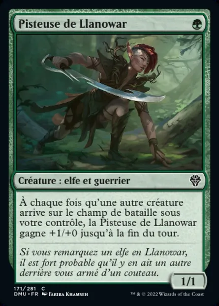 Pisteuse de Llanowar, carte Magic DMU 171 — extension Dominaria Uni