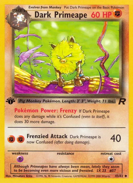 Dark Primeape, Pokémon card TR 43 — Team Rocket set