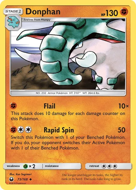 Donphan, Pokémon card CES 73 — Celestial Storm set