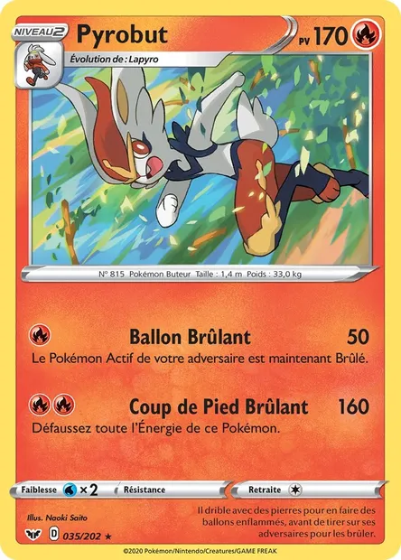 Pyrobut, carte Pokémon SSH 35 — extension Épée et Bouclier