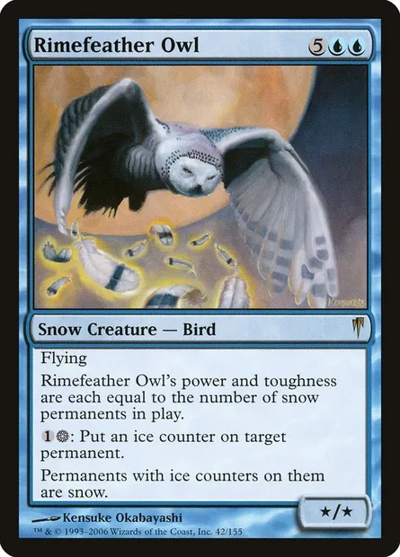 Rimefeather Owl, Magic card CSP 42 — Coldsnap set