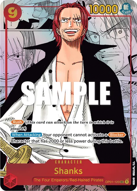Shanks, One Piece card OP01-120 — ROMANCE DAWN set