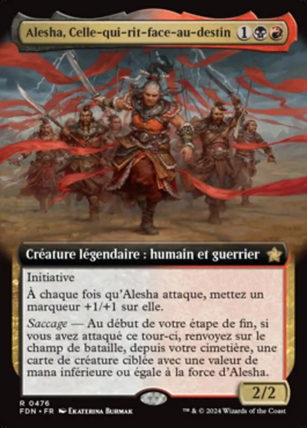 Alesha, Celle-qui-rit-face-au-destin, carte Magic FDN 476 — extension Foundations