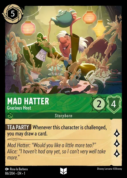 Mad Hatter - Gracious Host, Disney Lorcana card CH1-086 — The First Chapter set