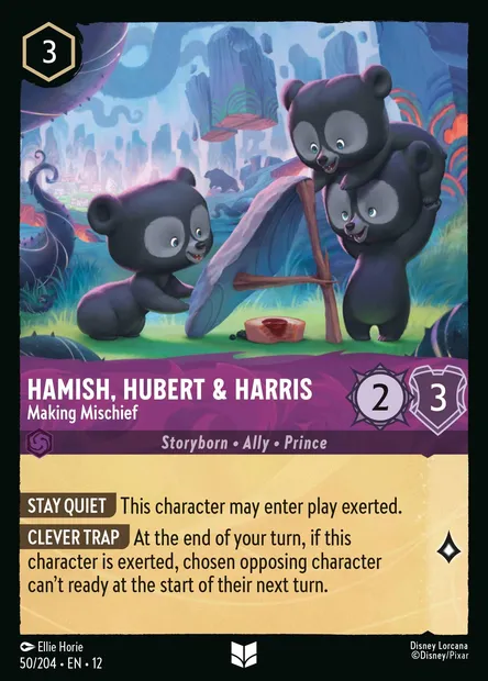 Hamish, Hubert & Harris - Making Mischief, Disney Lorcana card CH12-050 — Wilds Unknown set
