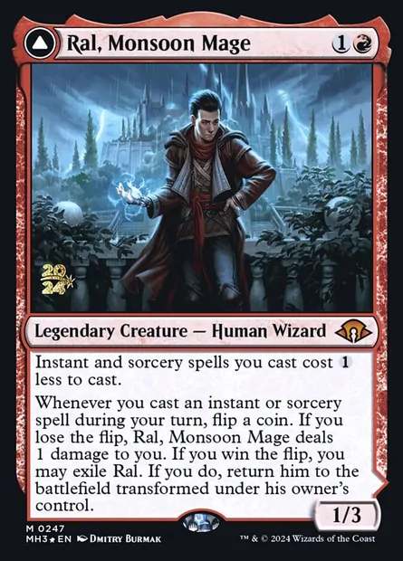 Ral, Monsoon Mage // Ral, Leyline Prodigy, Magic card PMH3 247s — Modern Horizons 3 Promos set