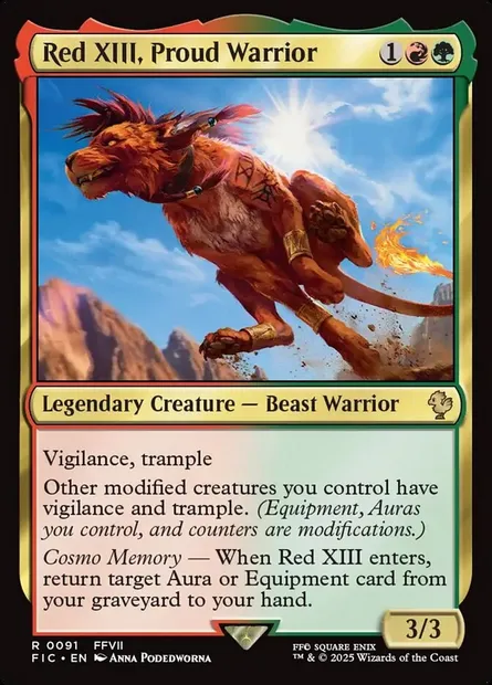Red XIII, Proud Warrior, Magic card FIC 91 — Final Fantasy Commander set