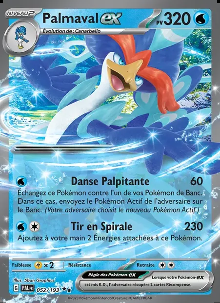 Palmaval-ex, carte Pokémon PAL 052 — extension Évolutions à Paldea