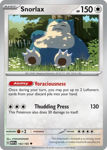Snorlax, Pokémon card MEW 143 — 151 set