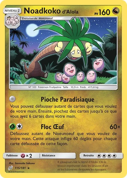 Noadkoko d’Alola, carte Pokémon TEU 115 — extension Duo de Choc