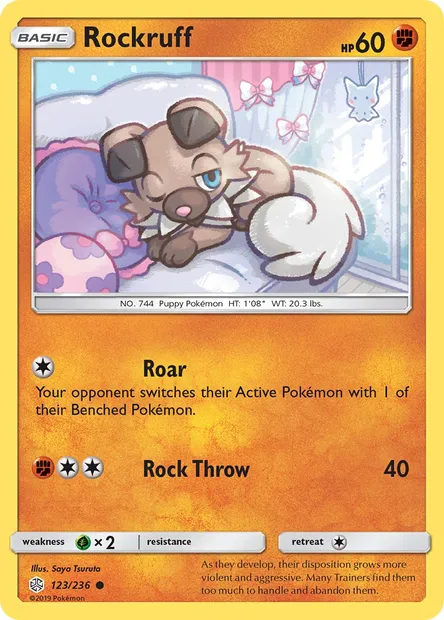 Rockruff, Pokémon card CEC 123 — Cosmic Eclipse set
