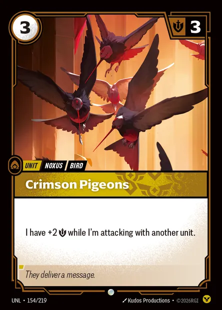 Crimson Pigeons, Riftbound card UNL 154 — Unleashed set