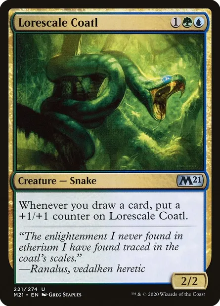 Lorescale Coatl, Magic card M21 221 — Core Set 2021 set