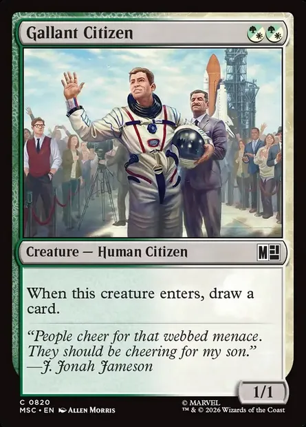 Gallant Citizen, Magic card MSC 820 — Marvel Super Heroes Commander set