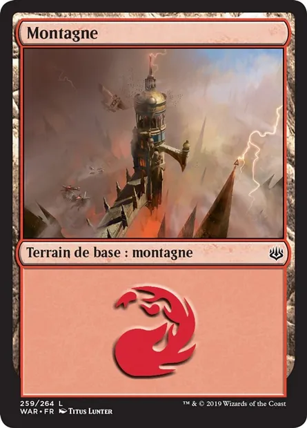 Montagne, carte Magic WAR 259 — extension La guerre des Planeswalkers