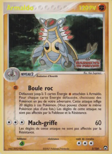 Armaldo, carte Pokémon PK 3 — extension EX Gardiens du Pouvoir