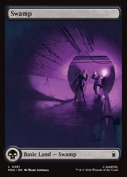 Swamp, Magic card MSH 281 — Marvel Super Heroes set