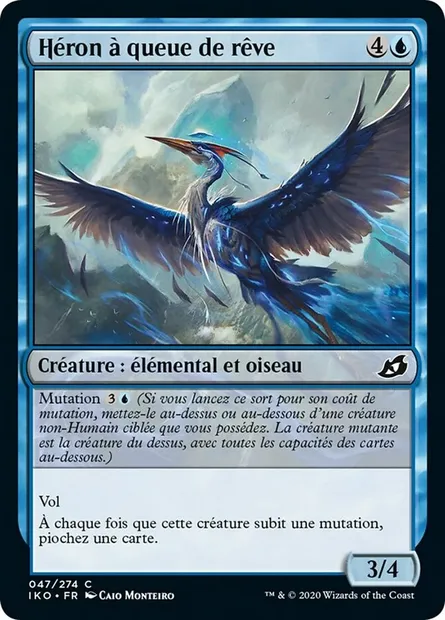 Héron à queue de rêve, carte Magic IKO 47 — extension Ikoria: Lair of Behemoths